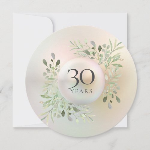 30th Wedding Anniversary Greenery Pearl Invitation