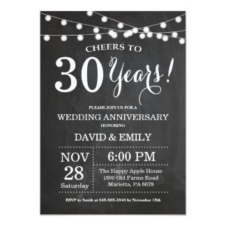 30th Wedding Anniversary Invitation Chalkboard