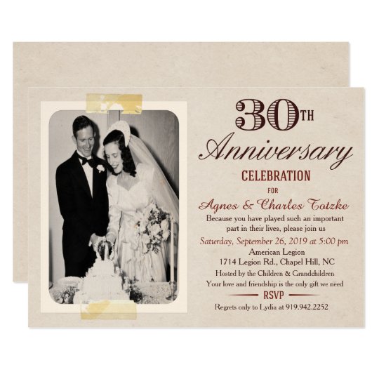 30th Wedding Anniversary Invitation Custom Photo