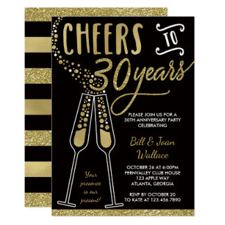 30th Wedding Anniversary Invitation, Faux Glitter Card
