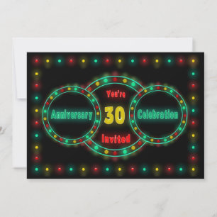 30th WEDDING ANNIVERSARY INVITATION - NEON LIGHTS