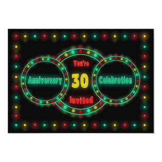 30th WEDDING ANNIVERSARY INVITATION - NEON LIGHTS