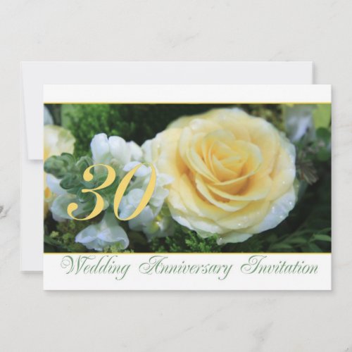 30th Wedding Anniversary Invitation - Yellow Rose