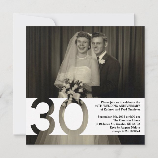 30th Wedding Anniversary Invite 5.25 x 5.25 (Front)