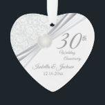 30th Wedding Anniversary Keepsake Design Ornament<br><div class="desc">🥇AN ORIGINAL COPYRIGHT ART DESIGN by Donna Siegrist ONLY AVAILABLE ON ZAZZLE! 30th Wedding Anniversary Keepsake Design Ornament. This beautiful ornament will be a hit with that special couple or person(s). It would also work well for any other event or occasion such as an engagement, wedding, birthday, graduation, retirement, etc......</div>