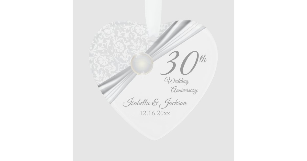 30th Wedding Anniversary Keepsake Design Ornament | Zazzle