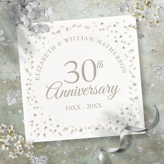 30th Wedding Anniversary Love Hearts Confetti Napkins (30th Wedding Anniversary Love Hearts Confetti Napkins)