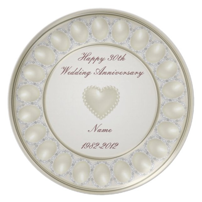 30th Wedding Anniversary Melamine Plate (Front)