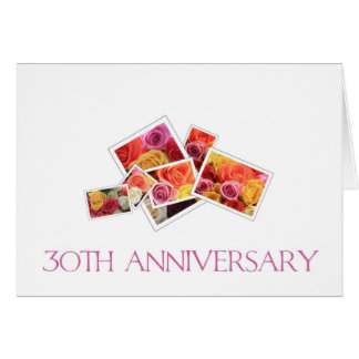 30th Wedding Anniversary mixed rose bouquet Card