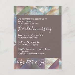 30th Wedding Anniversary Modern Pearl Invitation Postcard