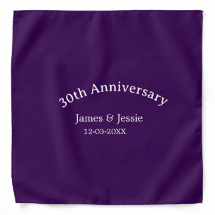 30th wedding anniversary name date purple simple bandana