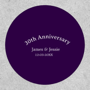 30th wedding anniversary name date purple simple patch