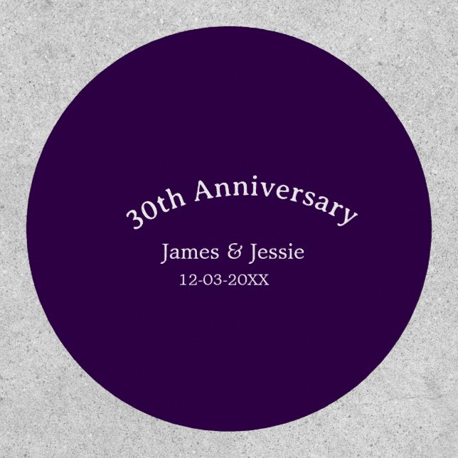 30th wedding anniversary name date purple simple  patch (Front)