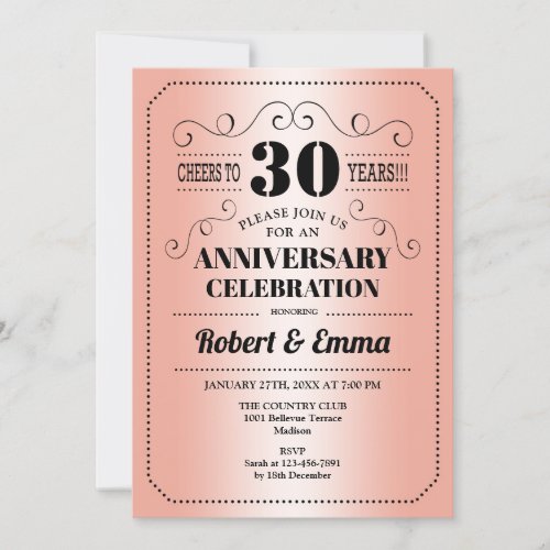 30th Wedding Anniversary Party _ Coral Invitation