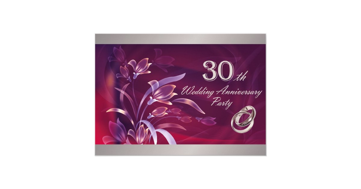 30th Wedding Anniversary Party Invitations | Zazzle