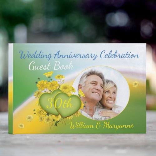 30th Wedding Anniversary Party Yellow Flowers Guest Book