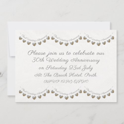 30th Wedding anniversary pearl bunting invite