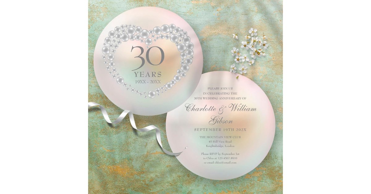 30th Wedding Anniversary Pearl Circular Invitation | Zazzle