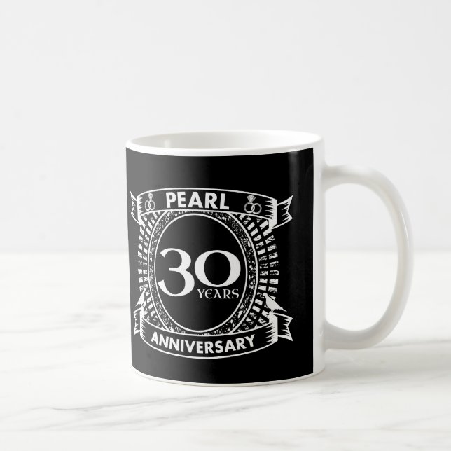 30th wedding anniversary pearl crest coffee mug (Right)