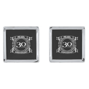 30th wedding anniversary pearl crest cufflinks