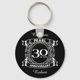 30th wedding anniversary pearl crest keychain