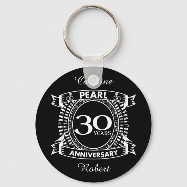 30th wedding anniversary pearl crest keychain (Front)