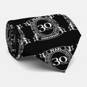 30th wedding anniversary pearl crest neck tie
