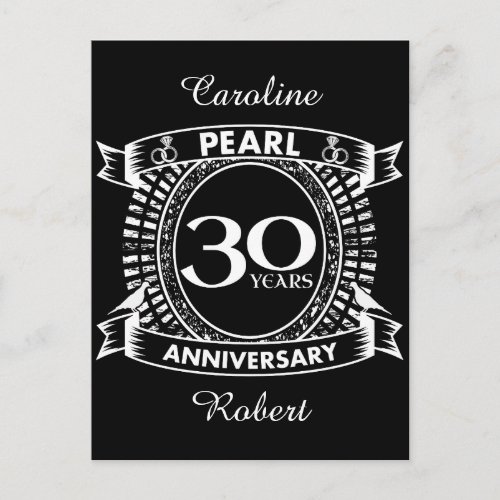 30th wedding anniversary pearl crest postcard