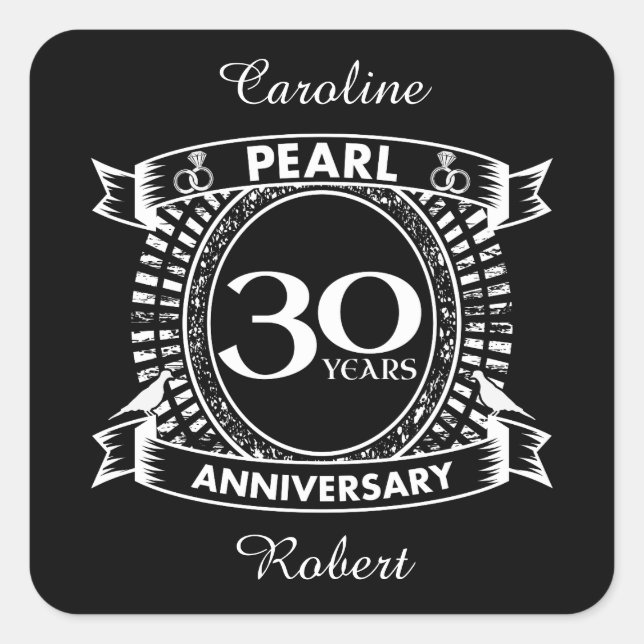 30th wedding anniversary pearl crest square sticker (Front)