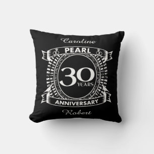 30th wedding anniversary pearl crest throw pillow
