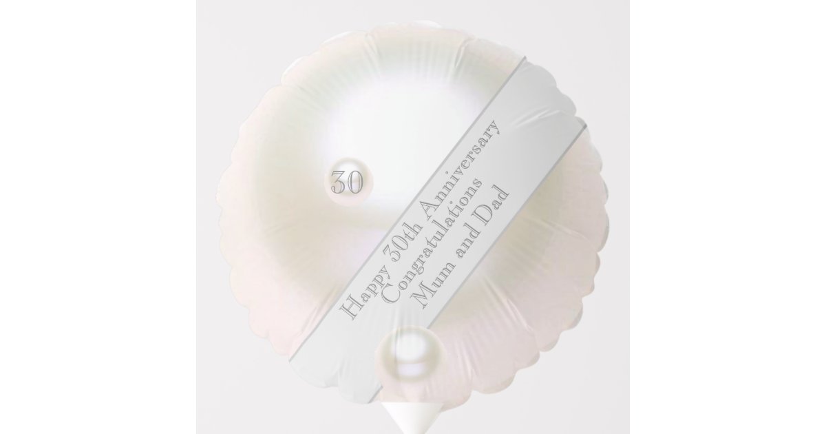 30th Wedding Anniversary Pearl Heart Balloon | Zazzle