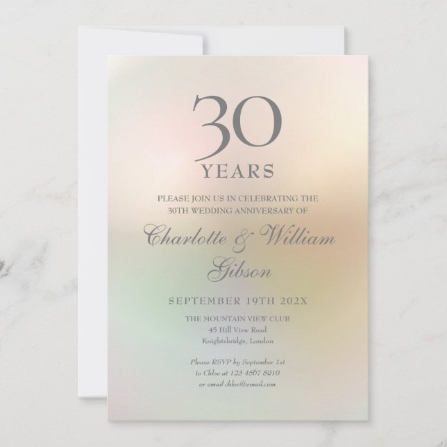 30th Wedding Anniversary Pearl Heart Photo Invitat Invitation (Front)