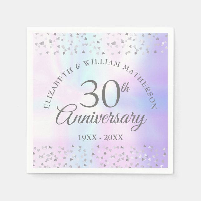30th Wedding Anniversary Pearl Hearts Confetti  Napkins (Front)