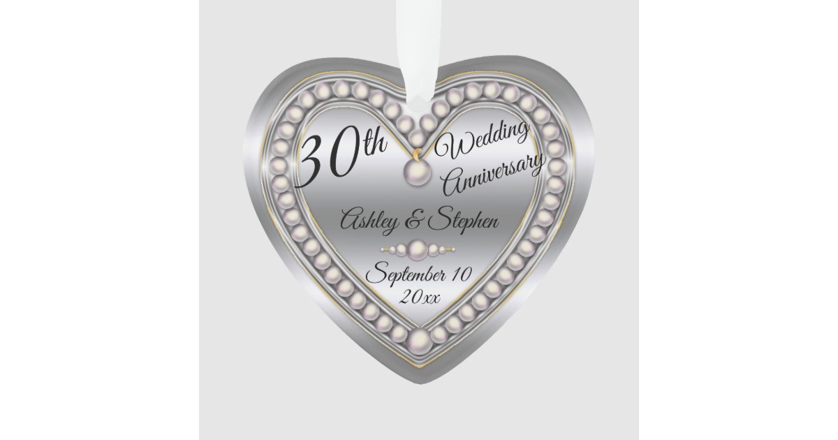 30th Wedding Anniversary Pearl Jubliee Keepsake Ornament | Zazzle