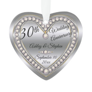 30th Wedding Anniversary Pearl Photo Keepsake Ornament