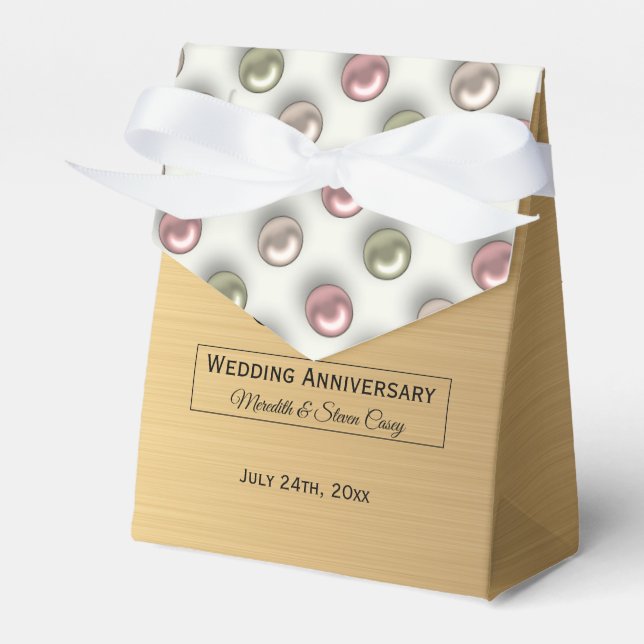 30th Wedding Anniversary Pearls Favor Box (Front Side)