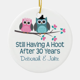 30th Wedding Anniversary Personalized Gift Idea Ceramic Ornament