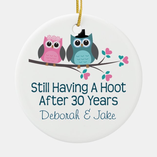 30th Wedding Anniversary Personalized Gift Idea Ceramic Ornament (Front)