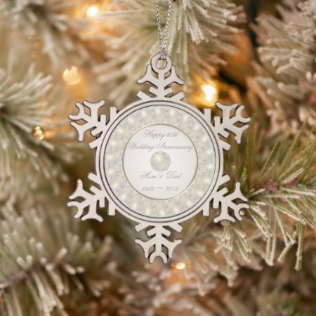 30th Wedding Anniversary Pewter Snowflake Ornament
