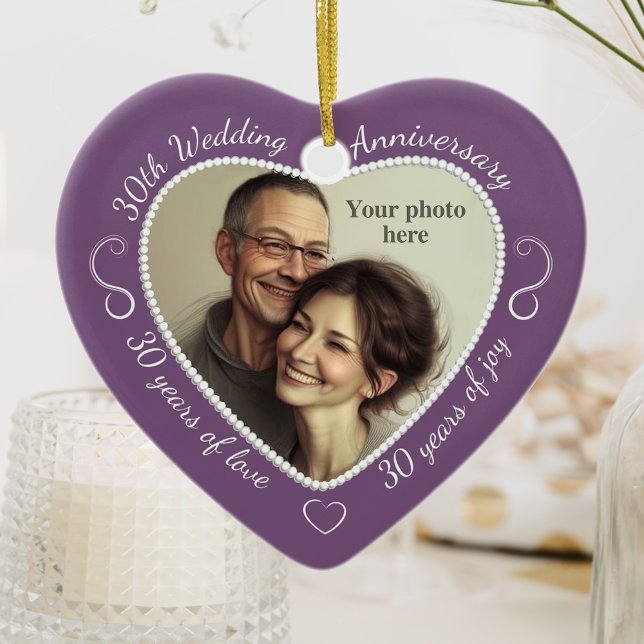 30th Wedding Anniversary Photo Ceramic Ornament (Creator Uploaded)