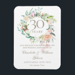 30th Wedding Anniversary Save the Date Floral Magnet<br><div class="desc">Featuring a delicate watercolour floral greenery garland,  this chic botanical 30th wedding anniversary save the date card can be personalised with your special pearl anniversary information. Designed by Thisisnotme©</div>