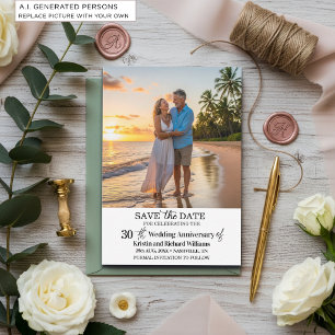 30th Wedding Anniversary Save the Date Photo Note Card