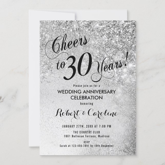 30th Wedding Anniversary Silver Invitation (Front)