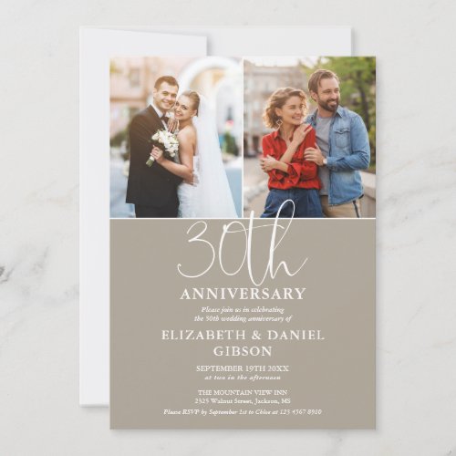 30th Wedding Anniversary Then And Now 2 Photo Invitation