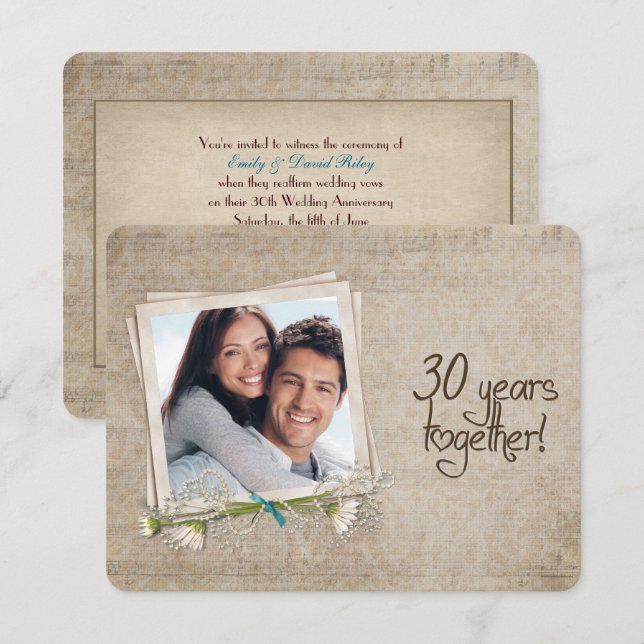 30th Wedding Anniversary Vow Renewal Invitation (Front/Back)