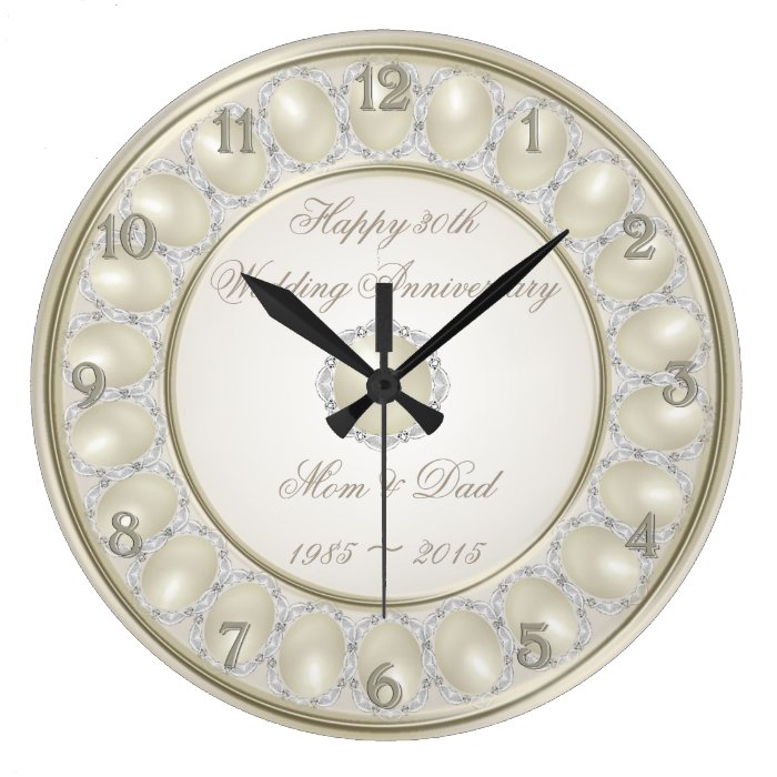 30th Wedding Anniversary Wall Clock Zazzle