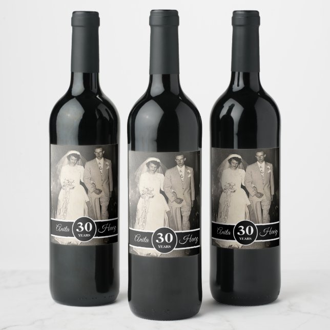 30th Wedding Anniversary Wine Label (Bottles)