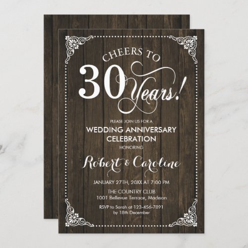 30th Wedding Anniversary _ Wood Invitation