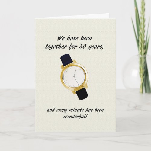 30th Wedding Anniversary Wrist Watch Card