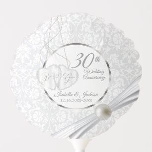 30th White Pearl Wedding Anniversary Balloon